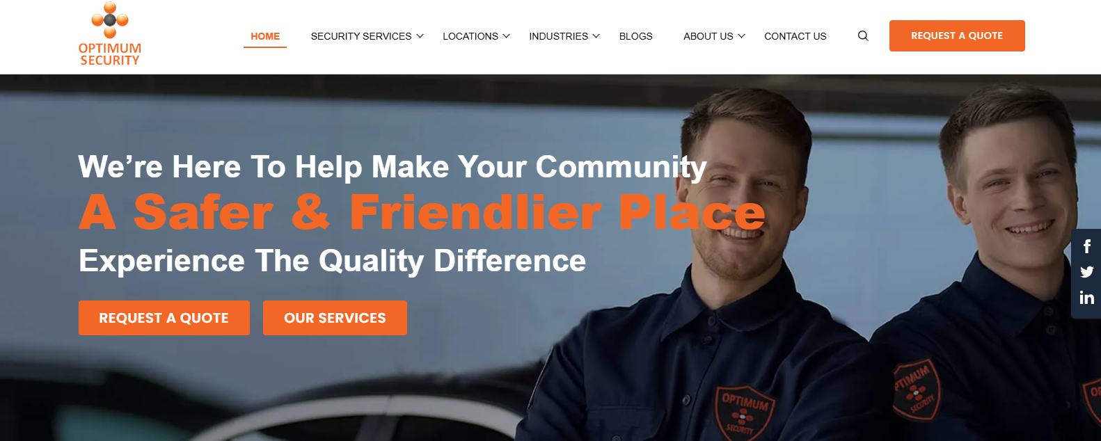 Optimum Security providing on-site guards, mobile patrols, and loss prevention.